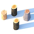 Three Tree Stumps With Different Wood Textures And Natural Cross Sections 3d model
