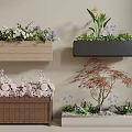 Stylish Plant Combinations In Wall Mounted And Floor Planters With Mixed Flowers And Small Trees