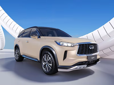 Beige Infiniti QX60 SUV With Modern Exterior Design And Blue Sky Background 3d model