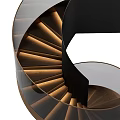 Modern Spiral Staircase Design With Glass Railing Black Structure And Gold Accents