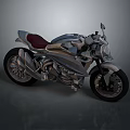 Sleek Silver Motorcycle With Red Seat And Modern Futuristic Design Details 3d model