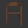 Stylish Leisure Chair With Wooden Frame Curved Armrests And Blue Padded Seat