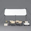 Hanging Pendant Light In Outdoor Canopy Tent With Chairs And Tables Setup