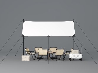 Outdoor Table and Chair Outdoor Chair Folding Chair Canopy Tent Awning 3d model