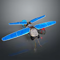 Blue Winged Model Aircraft With Multiple Wings And Detailed Engine Body Design
