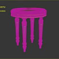 Elegant Stool with Round Leather Seat Golden Ornate Trim and Silver Decorative Legs