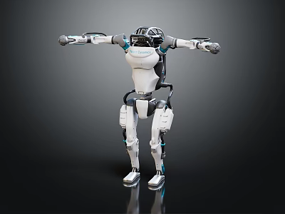 Smart Humanoid Robot With White Black Body And Extended Arms Standing Pose 3d model