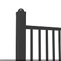 Municipal Road Guardrail Black Metal Design With Vertical Rails And Stable Posts