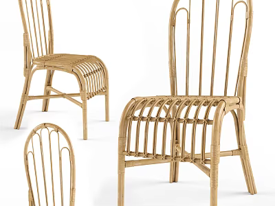 Modern Rattan Dining Chairs Featuring Woven Details And Elegant Design 3d model
