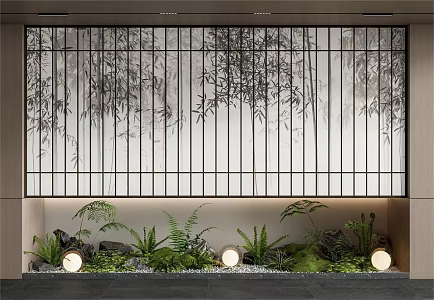 New Chinese style indoor landscaping partition 3d model