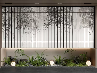 New Chinese style indoor landscaping partition 3d model