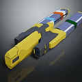Futuristic Sci Fi Weapon Design With Long Yellow Blue Orange And Green Segmented Components 3d model