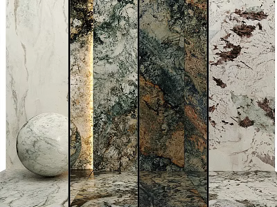 Marble Decorative Components Featuring Various Colors Unique Textures And Spherical Element 3d model