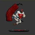 Game Movie Character in White Outfit Red Hat with Red Bomb and Blue Effects