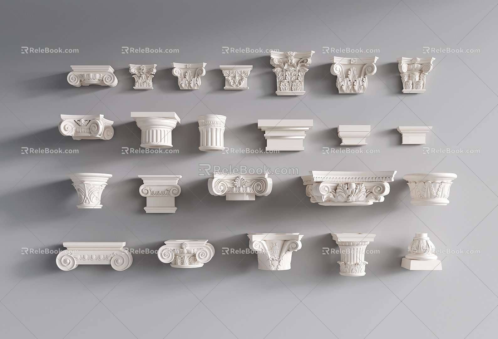 Jane European Gypsum Roman Stigma Carved Stigma Combination 3d model