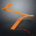 Orange T shaped Scene Component Featuring Striped Sleek Surface Modern Structure 3d model