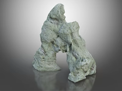 Natural Rough Textured Wood And Stone Decorative Arched Rockery Sculpture For Garden 3d model
