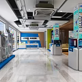 Modern Home Appliance Showroom Featuring Air Conditioners Refrigerators With Display Stands And Bright Interior