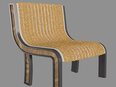 Modern Woven Striped Single Chair With Dark Wooden Frame And Comfortable Design 3d model