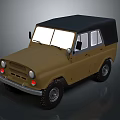Brown Vintage Off Road Car With Black Soft Top And Retro Design