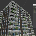 Green Vines Covering Modern High Rise Building Facade With Balconies And Lush Foliage