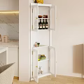 Modern White Storage Cabinet With Multiple Shelves For Kitchen Wine Bottles And Dishes
