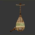 Traditional Wooden Pipa Lute as Daily Life Musical Instrument with Carved Design