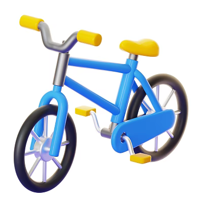 Children's Bicycle With Blue Frame Black Wheels Yellow Handlebar Seat And Pedals 3d model