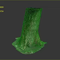 Natural Wooden Tree Stump With Rough Bark Texture And Stone Base Details 3d model