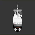 Detailed Naval Ship Model With Gray Red Hull Deck Structures And Antennas