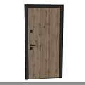 Modern Wood Grain Swing Doors With Black Frame And Metal Handle Design