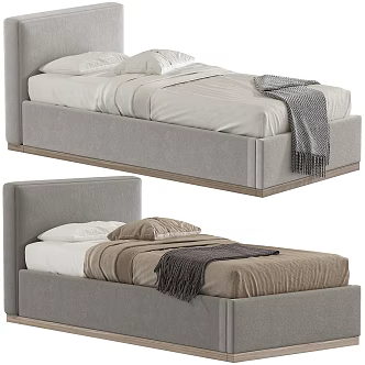 Modern Single Bed Fabric Single Bed 3d model
