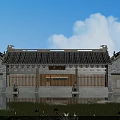 Ancient Chinese Architectural Building With Traditional Roof Wooden Doors And Pond Lotus Flowers