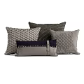 Gray And Purple Throw Pillows With Geometric Patterns Textured Fabric And Circular Designs 3d model