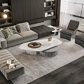 Sofa Coffee Table Combination Multi-person Sofa Coffee Table Single Chair Decorations 3d model