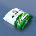 Stacked Edible Salt Packages With Green White Design And Chinese Characters