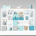 White and Blue Baby Wardrobe with Clothes LEGO Books and Storage Compartments