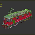 Red and White Train Model With SS Logo Pantograph On Shiny Black Surface Reflection