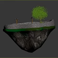 Scenic Park Landscape With Green Grass Tree Street Lamp Wooden Benches And Stone Wall Fence