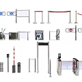 Modern gate concierge pole one meter hurdle security gate traffic light 3d model