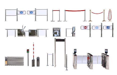 Modern gate concierge pole one meter hurdle security gate traffic light 3d model