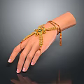 Elegant Golden Hand Jewelry With Bracelet And Finger Chain Decorations