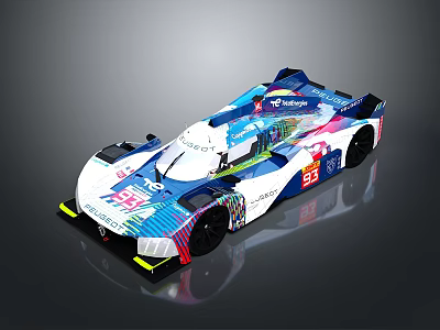G Drive Racing Car With Blue White Colorful Livery Number 55 Aerodynamic Design 3d model