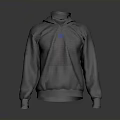 Comfortable Gray Hooded Sweatshirt With Blue Chest Logo For Daily Living Use