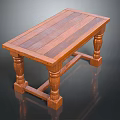 Vintage Wooden Rectangular Table With Carved Legs Classic Design And Wood Grain