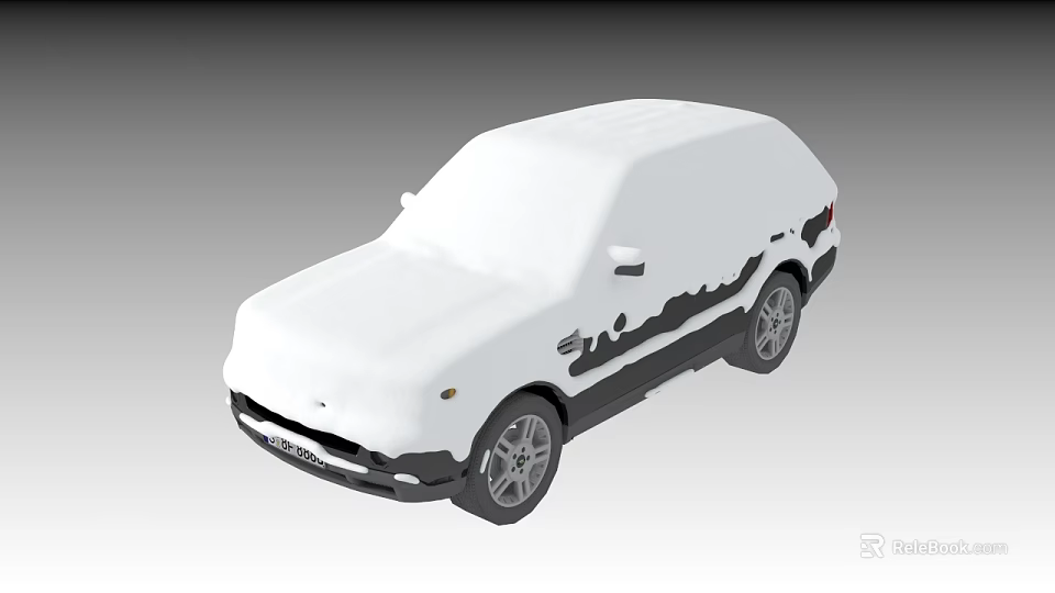 White Camouflaged SUV Prototype With Black Design Lines And Silver Wheels 3d model 