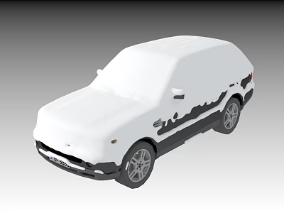 White Camouflaged SUV Prototype With Black Design Lines And Silver Wheels 3d model