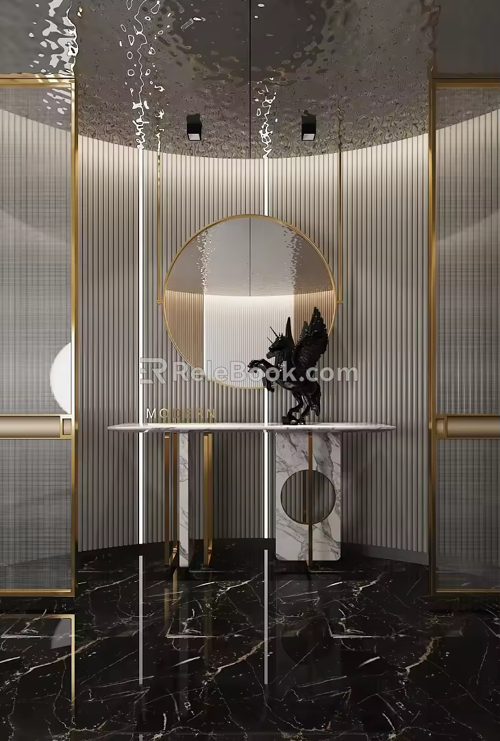 Light Luxury End View Desk 3d model