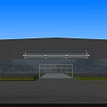 Modern Building Exterior Wall Featuring Glass Curtain Design Front Entrance And Green Surroundings