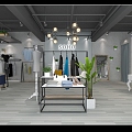 Industrial style women's clothing store 3d model